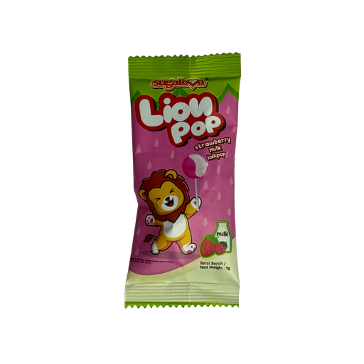 [24263] Lion Pop Milky Lollipop 9g (Strawberry)