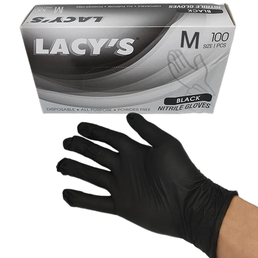 [55072] Lacy's Nitrile Glove Black 100pcs (Medium)