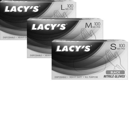 [55073] Lacy's Nitrile Glove Black 100pcs (Large)